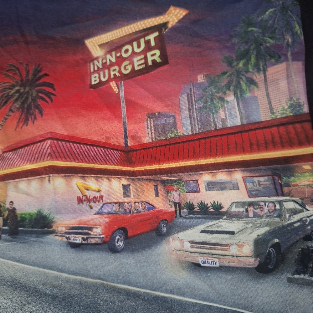 In-N-Out Burger California Graphic T-Shirt Black Size L 100% Cotton Made in USA